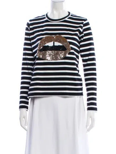 Pre-owned Markus Lupfer Striped Crew Neck Top In White