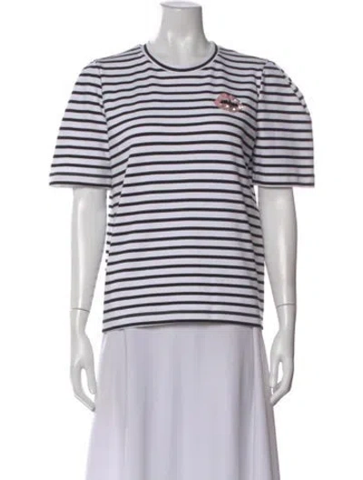 Pre-owned Markus Lupfer Striped Crew Neck T-shirt In White