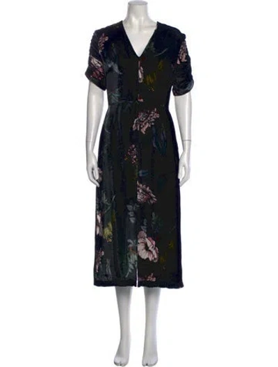 Pre-owned Markus Lupfer Velvet Midi Length Dress In Black