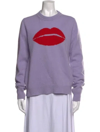 Pre-owned Markus Lupfer Virgin Wool Graphic Print Sweater In Purple