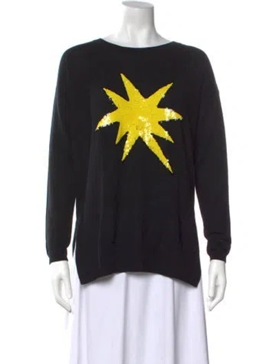 Pre-owned Markus Lupfer Wool Graphic Print Sweater In Black