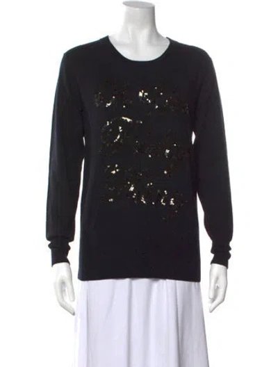 Pre-owned Markus Lupfer Wool Graphic Print Sweater In Black