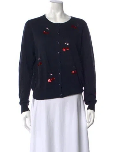 Pre-owned Markus Lupfer Wool Graphic Print Sweater In Blue