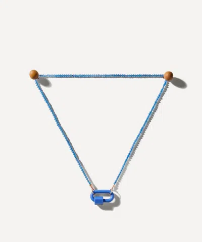 Marla Aaron 10ct Rose Gold Tone On Stone Necklace In Blue Agate