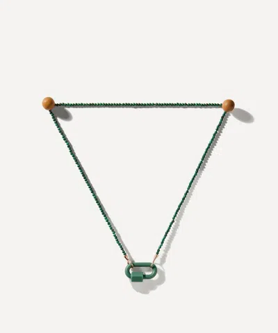 Marla Aaron 10ct Rose Gold Tone On Stone Necklace In Malachite In Green