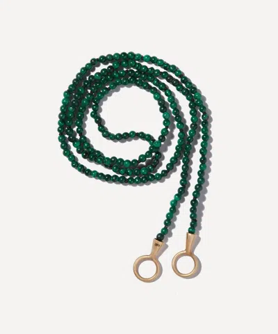 Marla Aaron 14ct Gold Itty Bitty Malachite Strand Necklace In Green