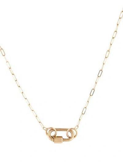 Pre-owned Marla Aaron 14k Bablock On Paperclip Chain Necklace, 17" In Multicolor