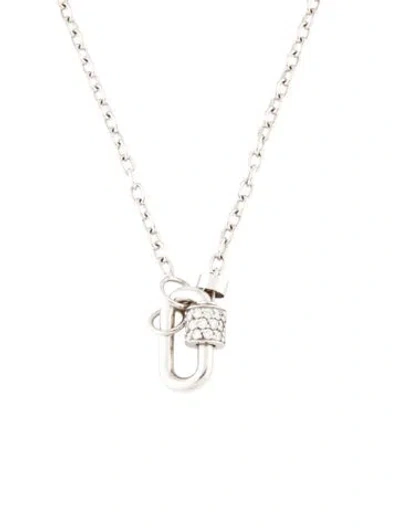 Pre-owned Marla Aaron 14k Diamond Chubby Baby Lock Pendant With Pulley Chain Necklace, 19.75", 19.75" In Multi
