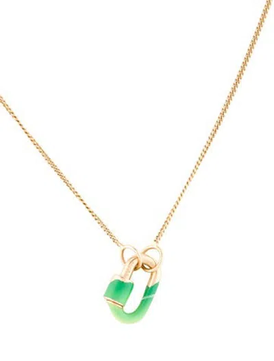 Pre-owned Marla Aaron 14k Enamel Chubby Babylock Pendant Necklace, 15" In Multicolor