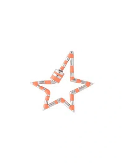 Pre-owned Marla Aaron 14k Enamel Striped Starlock Charm In Orange