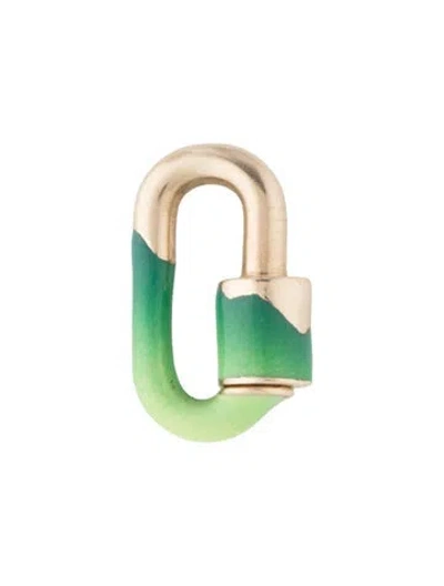 Pre-owned Marla Aaron 14k Enamel Vert Chubby Babylock Charm In Green