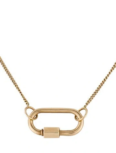 Pre-owned Marla Aaron 14k Fine Curb Chain Lock Pendant Necklace, 18" In Multi