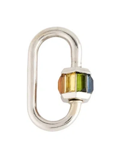 Pre-owned Marla Aaron 14k Multistone Medium Roygbv Baguette Lock Pendant In Multicolor