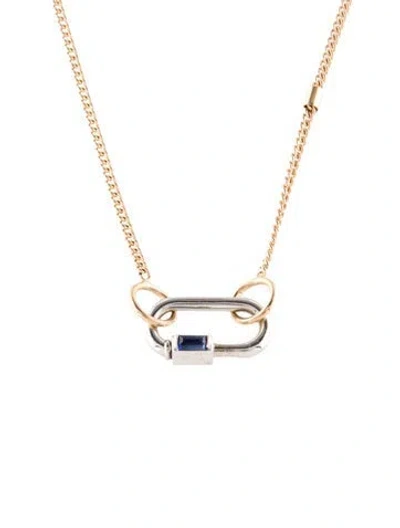 Pre-owned Marla Aaron 14k Sapphire Solo Baguette Babylock Pendant Necklace, 20" In Multi