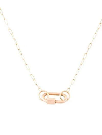 Pre-owned Marla Aaron 14k Square Link & Babylock Pendant Necklace, 16.75" In Multi