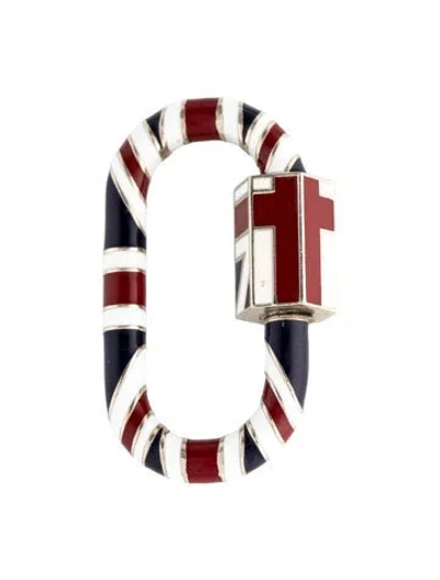 Pre-owned Marla Aaron 14k Union Jack Lock Charm In Blue/red/white