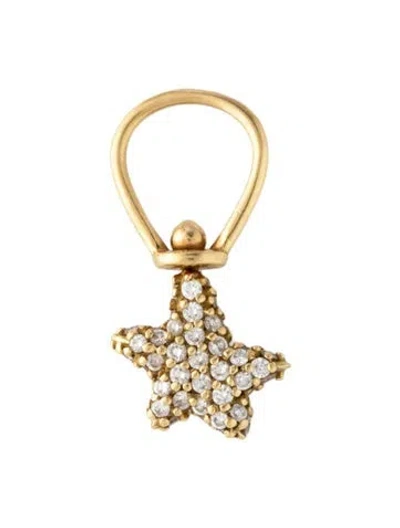 Pre-owned Marla Aaron 18k Diamond Itty Bitty Star Charm, 0.75" In Multi