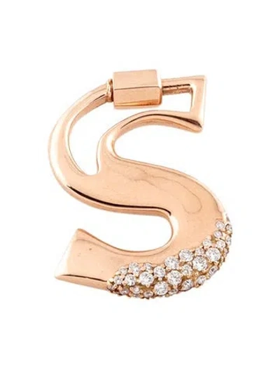 Pre-owned Marla Aaron 18k Diamond S Lock Charm In Multicolor