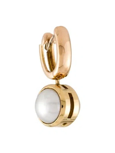 Pre-owned Marla Aaron 18k Pearl & Ruby Single Drop Earring In Multi