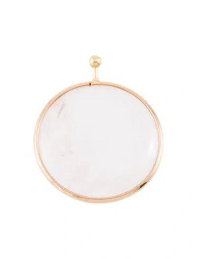 Pre-owned Marla Aaron 18k Rose Quartz Mini Disc Charm In Multi