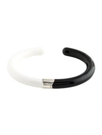 Pre-owned Marla Aaron Cloud/black Enamel Hinged Cuffling, 6" In Multi