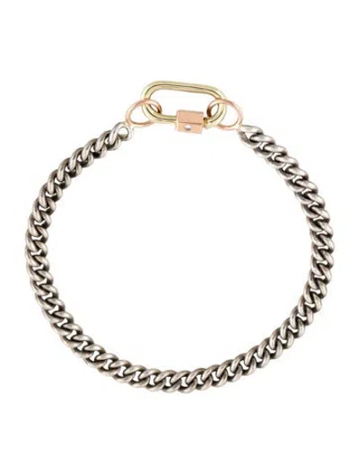 Pre-owned Marla Aaron Heavy Curb Chain With 14k Single Diamond Babylock, 6.5" In Multicolor