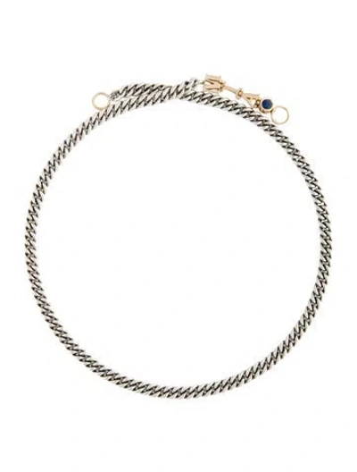 Pre-owned Marla Aaron Sapphire 'mia' Talking Chain Necklace, 16" In Multicolor