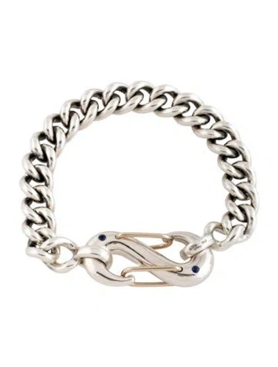 Pre-owned Marla Aaron Sapphire Pushmipullyu Lock Curb Link Bracelet In Multicolor