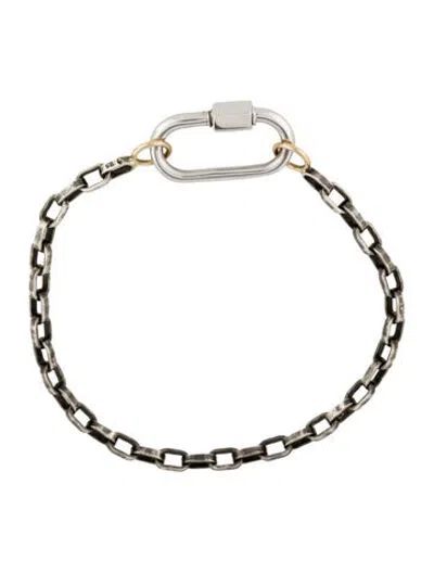Pre-owned Marla Aaron Two-tone Biker Chain & Medium Lock Bracelet, 7.5" In Multicolor