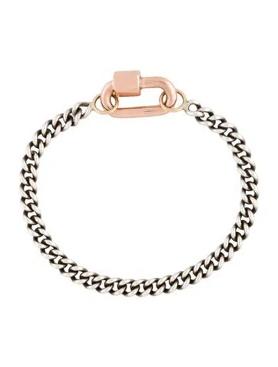Pre-owned Marla Aaron Two-tone Chubby Babylock & Heavy Curb Link Bracelet, 6.25" In Multicolor