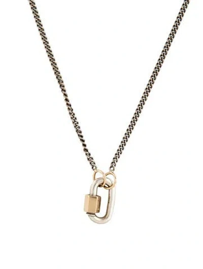 Pre-owned Marla Aaron Two-tone Chubby Babylock W/ Not So Heavy Curb Chain Necklace, 18" In Multicolor