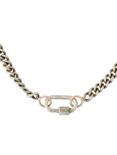 Pre-owned Marla Aaron Two-tone Heavy Curb Chain Necklace & Babylock Charm, 15" In Multi