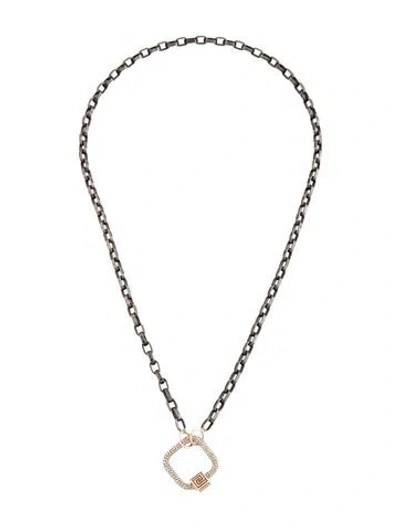 Pre-owned Marla Aaron Two-tone Meander Lock & Biker Chain Necklace, 18" In Multicolor