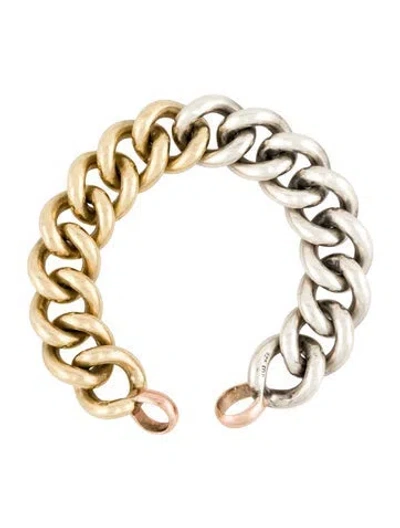 Pre-owned Marla Aaron Two-tone Mega Curb Half And Half Chain, 5.5" In Multi