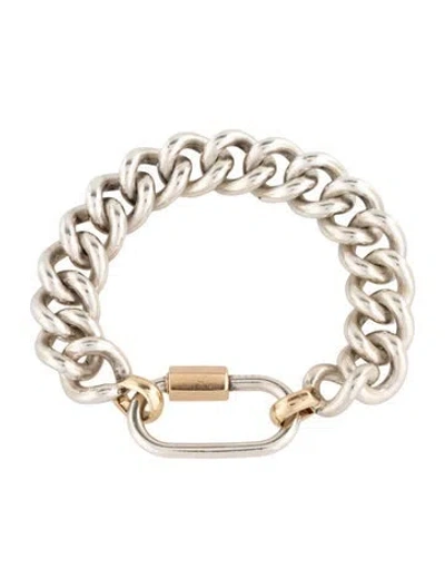 Pre-owned Marla Aaron Two-tone Regular Lock & Mega Curb Link Bracelet, 6.75" In Multicolor