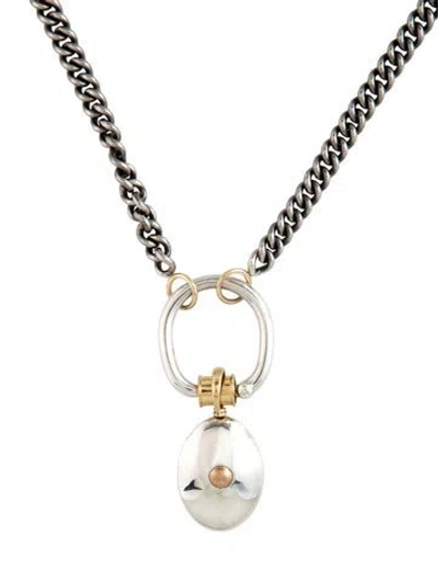 Pre-owned Marla Aaron Two-tone Trundle Lock & Self Involved Charm Necklace, 32.25" In Multicolor