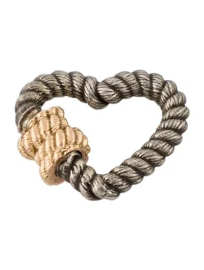 Pre-owned Marla Aaron Two-tone Twisted Heartlock Clasp Pendant, 0.75" In Multi