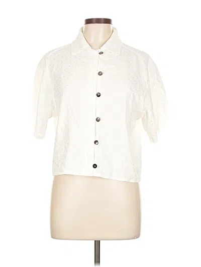 Pre-owned Marla Duran Short Sleeve Blouse In White