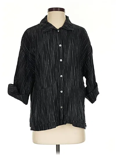 Pre-owned Marla Wynne 3/4 Sleeve Button Down Shirt In Black