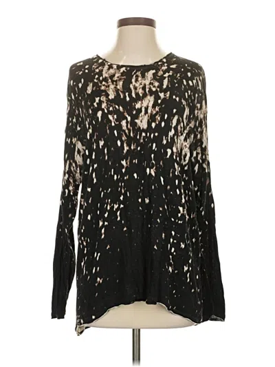 Pre-owned Marla Wynne Long Sleeve Top Black Plunge Neckline Tops