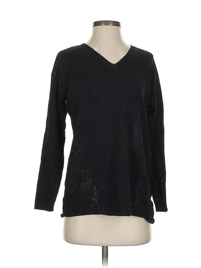 Pre-owned Marla Wynne Long Sleeve Top Black V-neck Tops