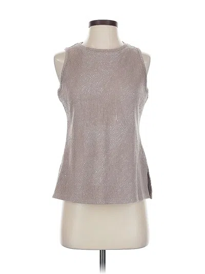 Pre-owned Marla Wynne Sleeveless Top Silver Metallic Pattern Halter Neckline Tops
