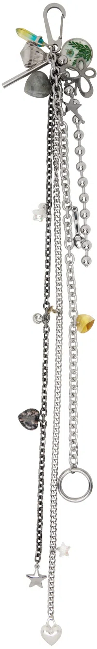 Marland Backus Silver & Gunmetal Chain Keychain In Multi