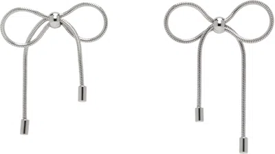 Marland Backus Silver Bow Earrings In Stainless Steel