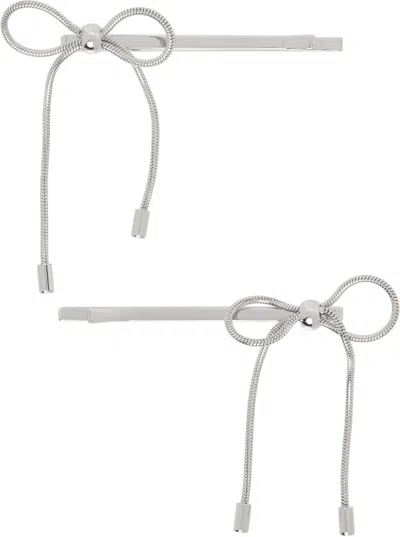 Marland Backus シルバー リボン ヘアピン セット In Silver