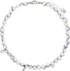 Marland Backus White Knotted Pearl Necklace In Navy Thread