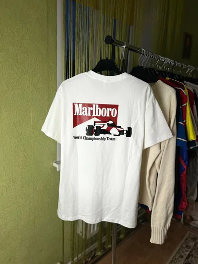 Pre-owned Marlboro X Racing Vintage T-shirt Marlboro White Big Logo Racing