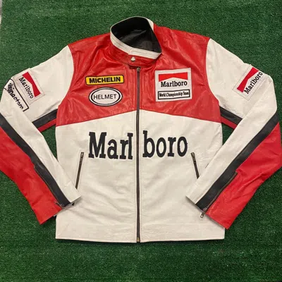 Pre-owned Marlboro X Vintage Marlboro Vintage 90's Leather Racing Jacket In Red
