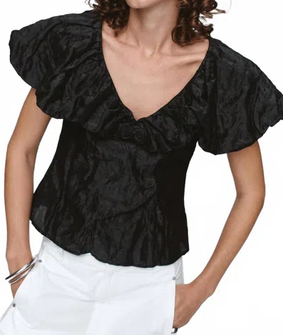 Marle Andre Textured Ruffle Top In Black