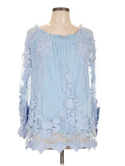 Marled By Reunited 3/4 Sleeve Blouse In Blue